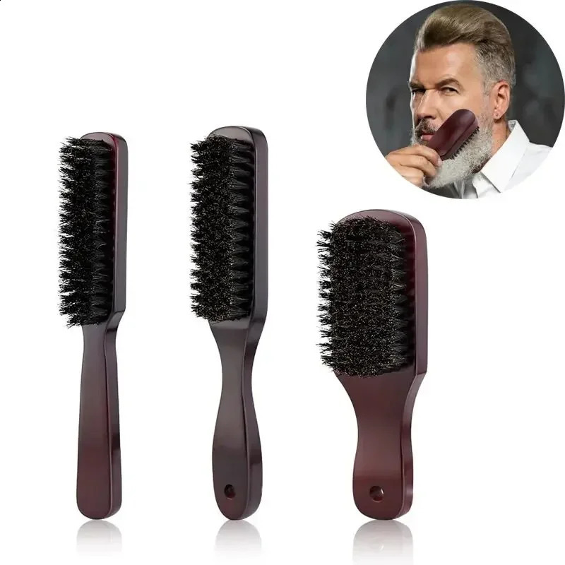 Men Beard Brush Wood Handle Boar Bristle Moustache Cleaning Brush Hairdressing Anti Static Barber Hair Styling Comb Shaving Tool 241225