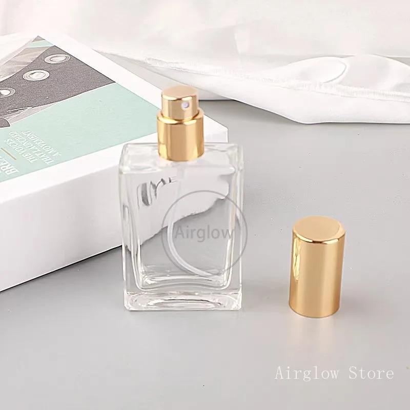 6pcs 30ml 50ml Empty Spray Bottle Frosted Square Glass Perfume Bottle Portable Sample Vials Clear Cosmetic Packaging Sub Bottle 241225