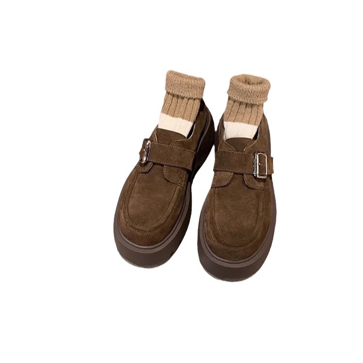 f2cb7 square belt toe buckle oxford shoes woman high quality leather creepers atillas mujer new New desig platform flats women