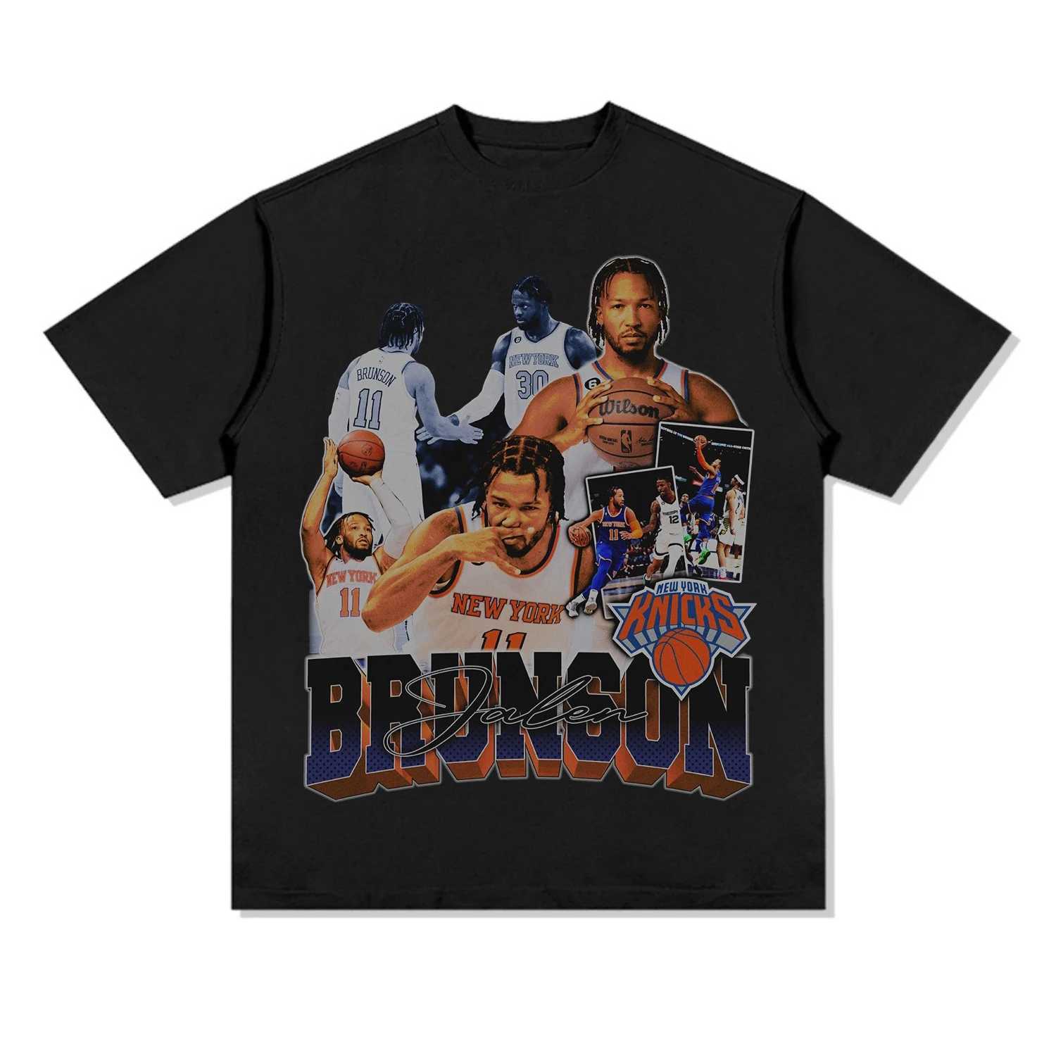 Brunson Printed American Vintage Cotton T-shirt Basketball Fans High Strt Short Sleeves Ts Summer Children and Adults Short Sleeves Y241225