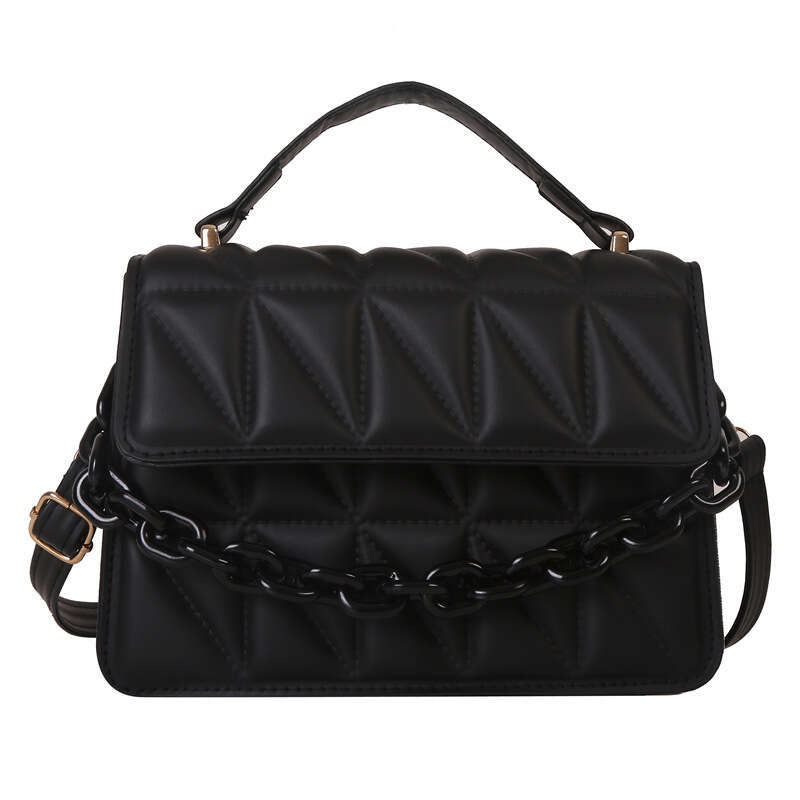 Minimally Designed Retro Hand-Held Small Square Women's Autumn And Winter New Chain Shoulder Crossbody Dia Grid Bag