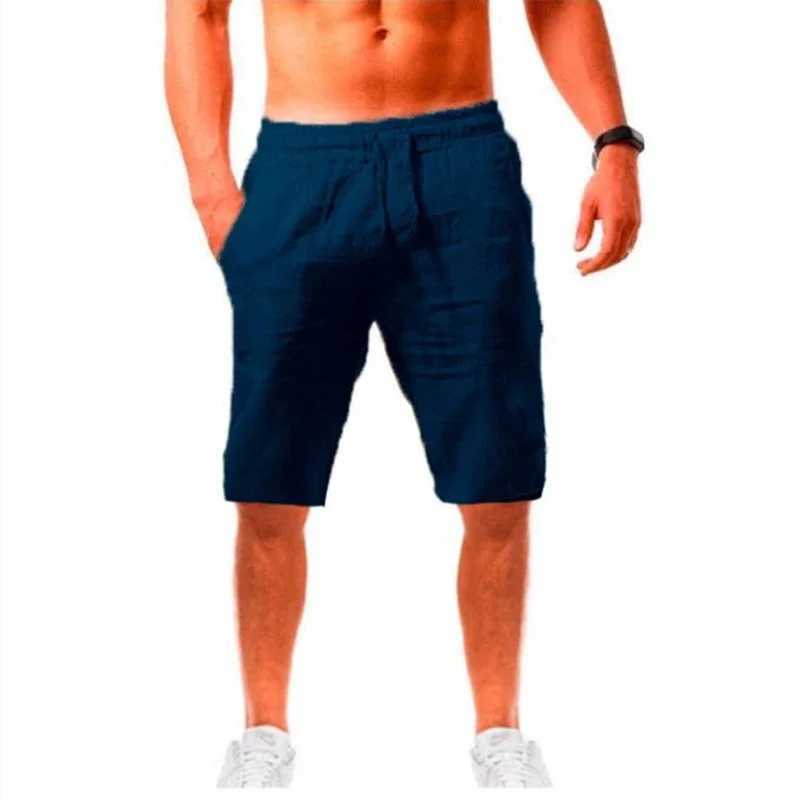 Casual shorts new mens cotton linen shorts mens summer breathable solid color linen Trouser fitness streetwear S-4XL W241226