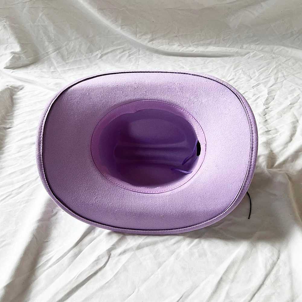 Light purple mens cowboy hat Western cowboy hat Ancient cowboy hat Cowl label Curly Brim Concave Convex hat W241225