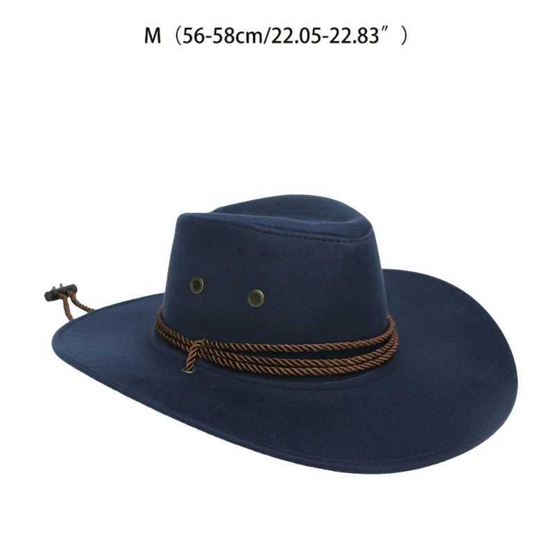 652F solid color western cowboy hat retro wide Brim jazz hat for sun protection Christmas gift New Year Thanksgiving Valentine W241225