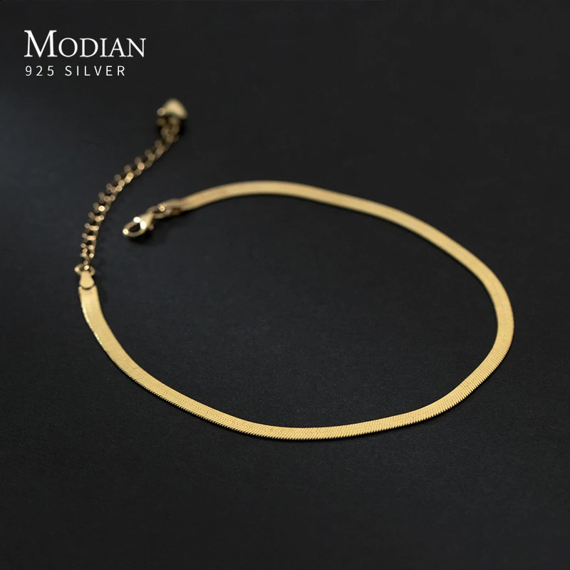 Modian Foot Jewelry Anklet Simple Snake Exquisite Bracelet For Women Real 925 Sterling Silver Anklets For Women Party Gifts 241226