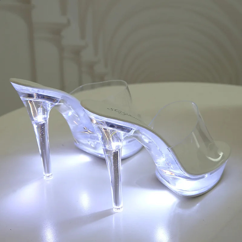 Womens Led Illuminated Sandals Clear Heel 13CM LUMINOUS SLIPPERS LFD1099 241225