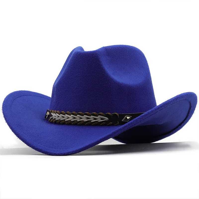 Belt style Western cowboy hat womens retro wide Brim Felt C hot pink cowboy hat outdoor unisex parent-child sun hat W241225