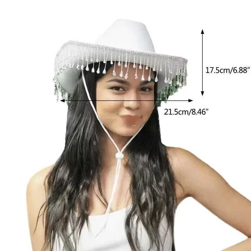 Diamond Edge Bridal Cowboy Hat Summer Retro Cowboy Hat Water Diamond Edge Cowboy Hat Womens Western Hat W241225