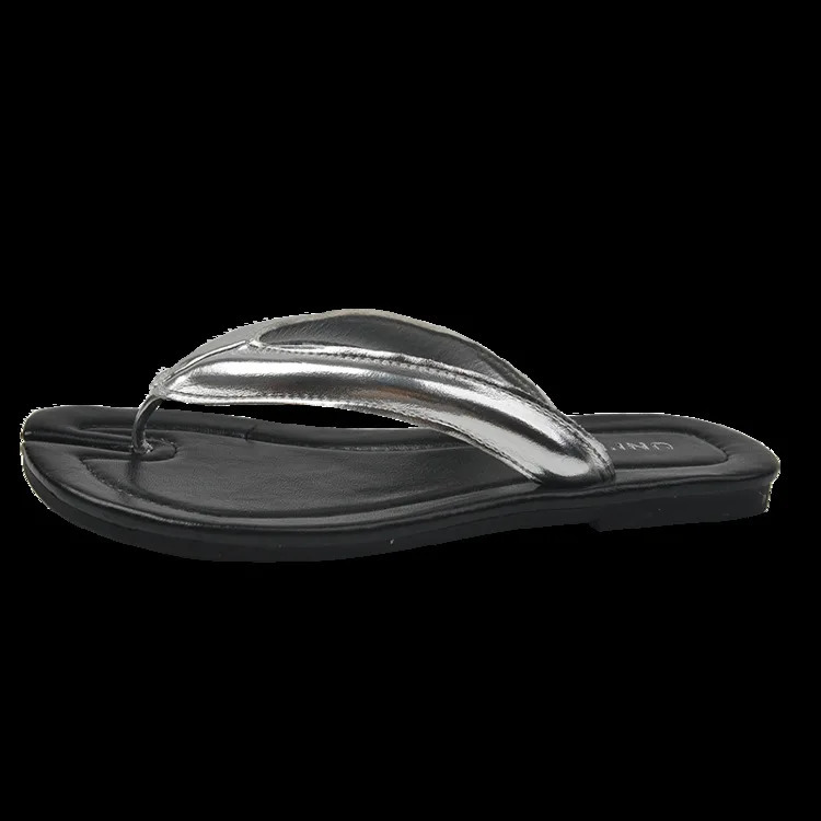 Slippers Women Summer Slides Female Shoes Rubber Flip Flops Low Soft Hawaiian Beach PU Hoof Heels Rome 241225
