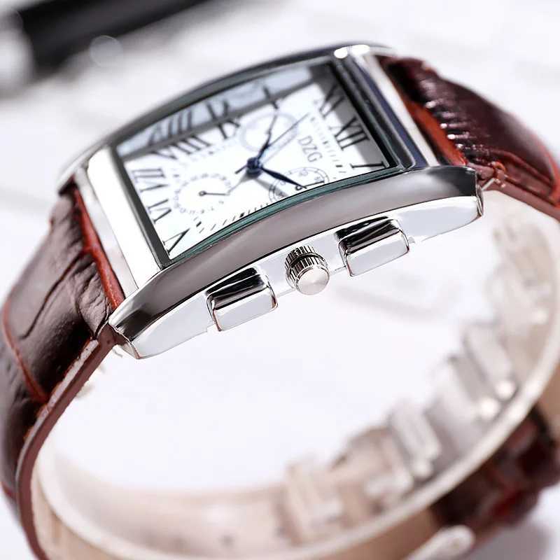New Arrival Square mens watch commercial waterproof quartz leather watch mens watch mens watch Relogio Masculino hodinky erkek kol saati Z241226