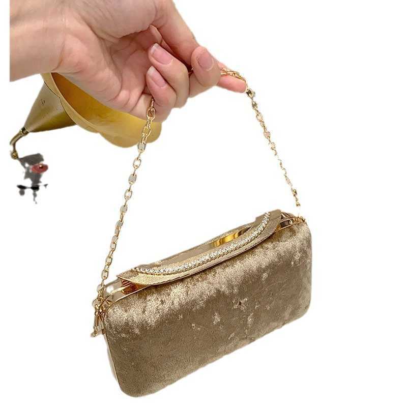 French Sparkling Ineffective Diamond Studded Dinner Bag Socialite Velvet Temperament Simple Personalized Hand Held Crossbody Bag 241226