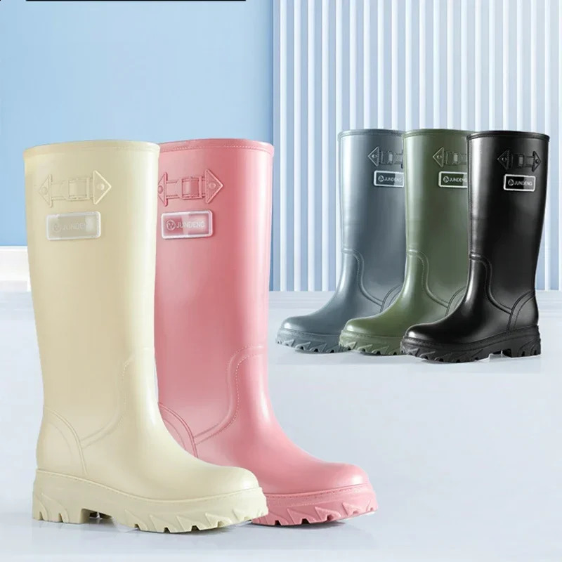 High Water Boots Woman Rain Rubber Shoes Waterproof Galoshes Garden Work Safety Rainboots Female Footwear Botas Lluvia Femenina 241226
