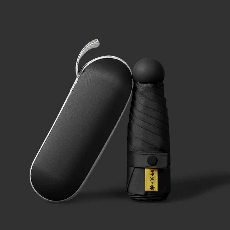 Black PVC Handheld Sunscreen Umbrella for Both Rains and Sunshine - Ideal for Men and Women's Outdoor Activities