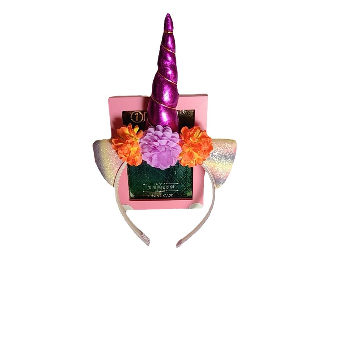 New Unicorn Hair Band Simulation Flower Headband Cat's ears Steamed cat-ear shaped bread Headwear Children's Party Birthday Ball Hair Access