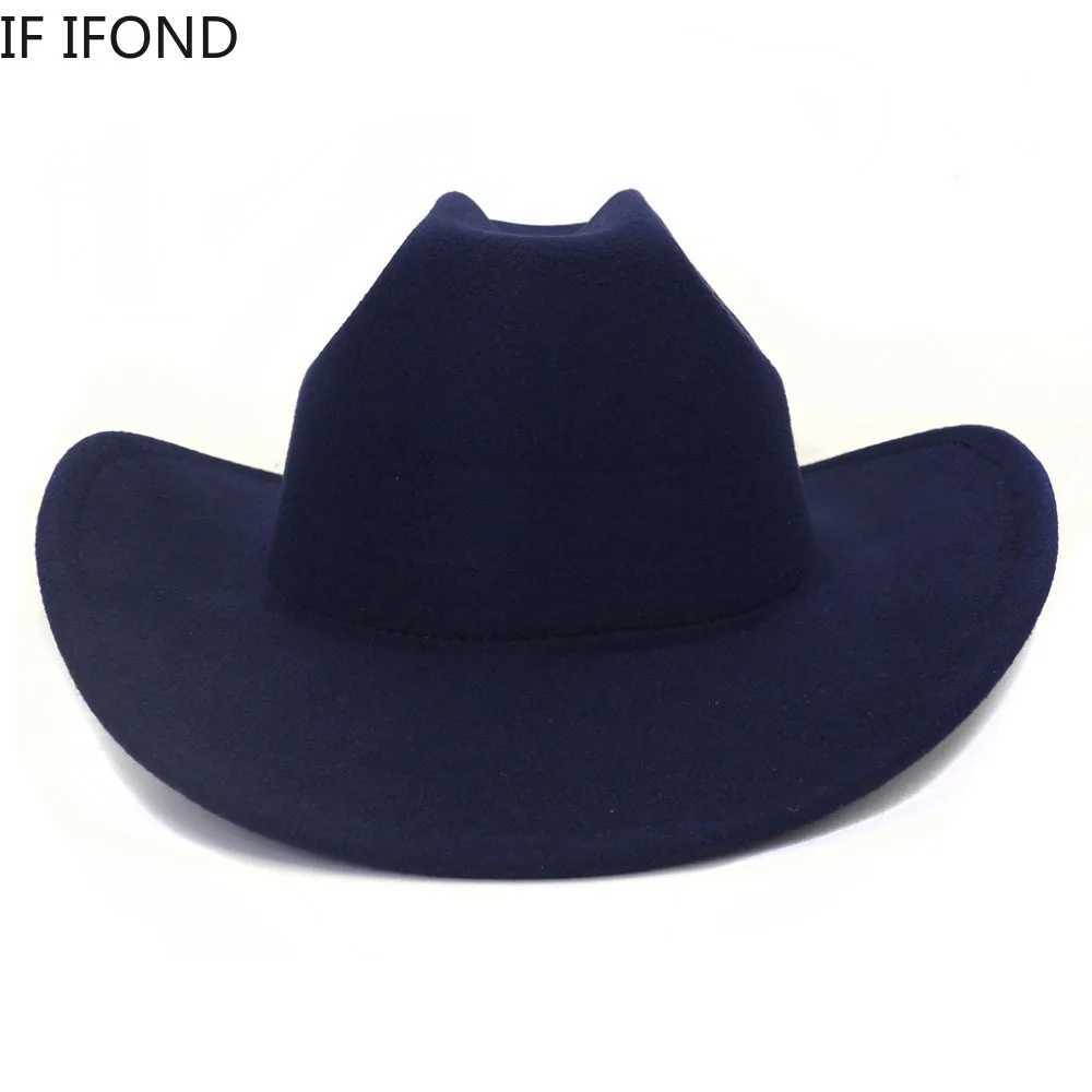New Womens Mens Artificial Wool Western Cowboy Hat Winter Autumn Gentleman Jazz Cowboy Hat Cloche Sombrero Cs W241225