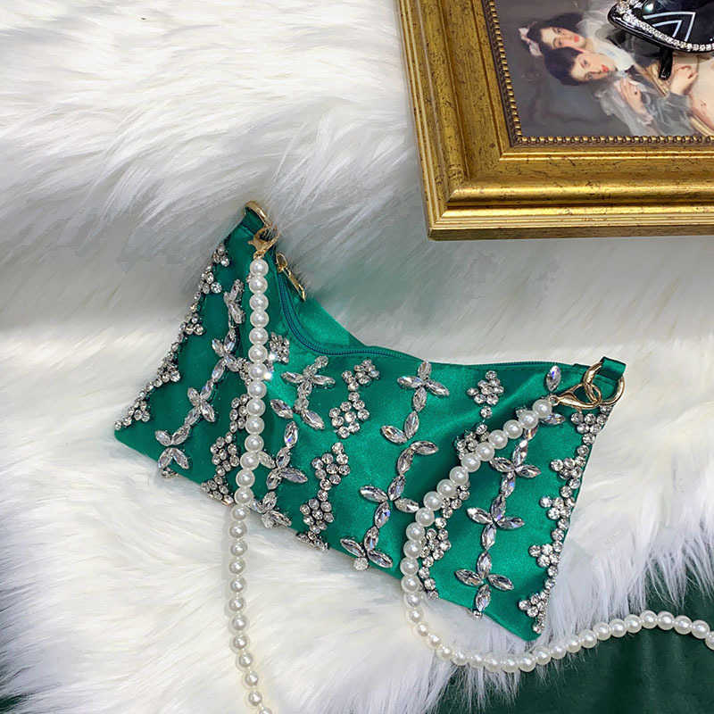 Temperament Banquet Evening Bags Handmade Beaded Tassel Sparkling Diamond Studded Single Shoulder Crossbody Bag Luxury Handbags 241226