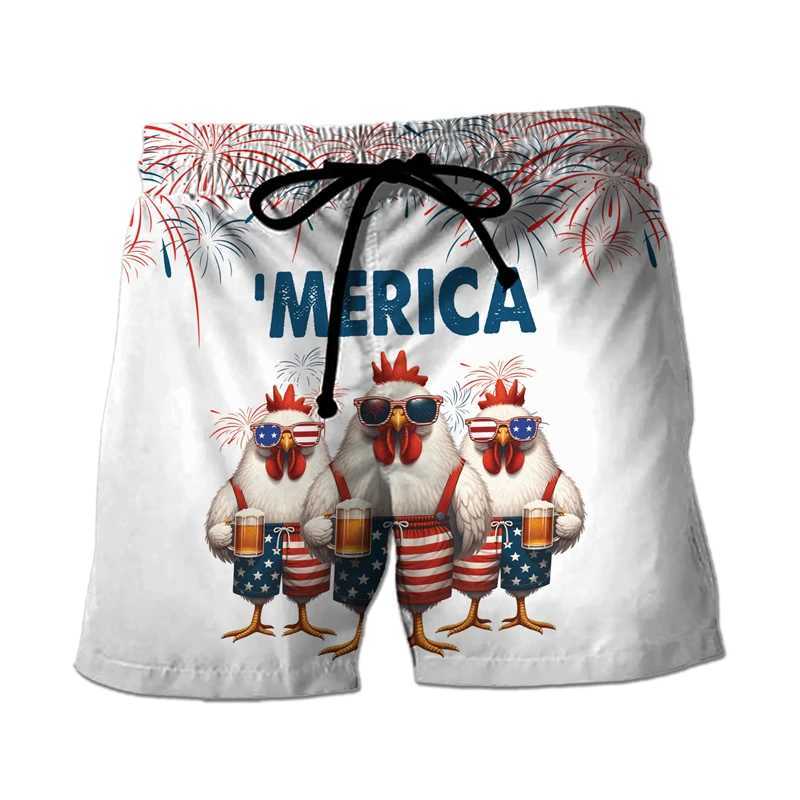 Funny Chicken Graphic Bermuda Hawaiian Boardshorts Rooster Board Shorts Male Trousers Boy Trunks Kids Beach Shorts Short Pants W241226