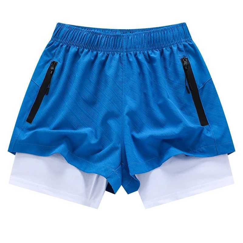 2 in 1 Men Running Sweatpants with Zipper Pockets Jogging Athletics Sweat Shorts Fitness Double Legging Short PantsXJ241226