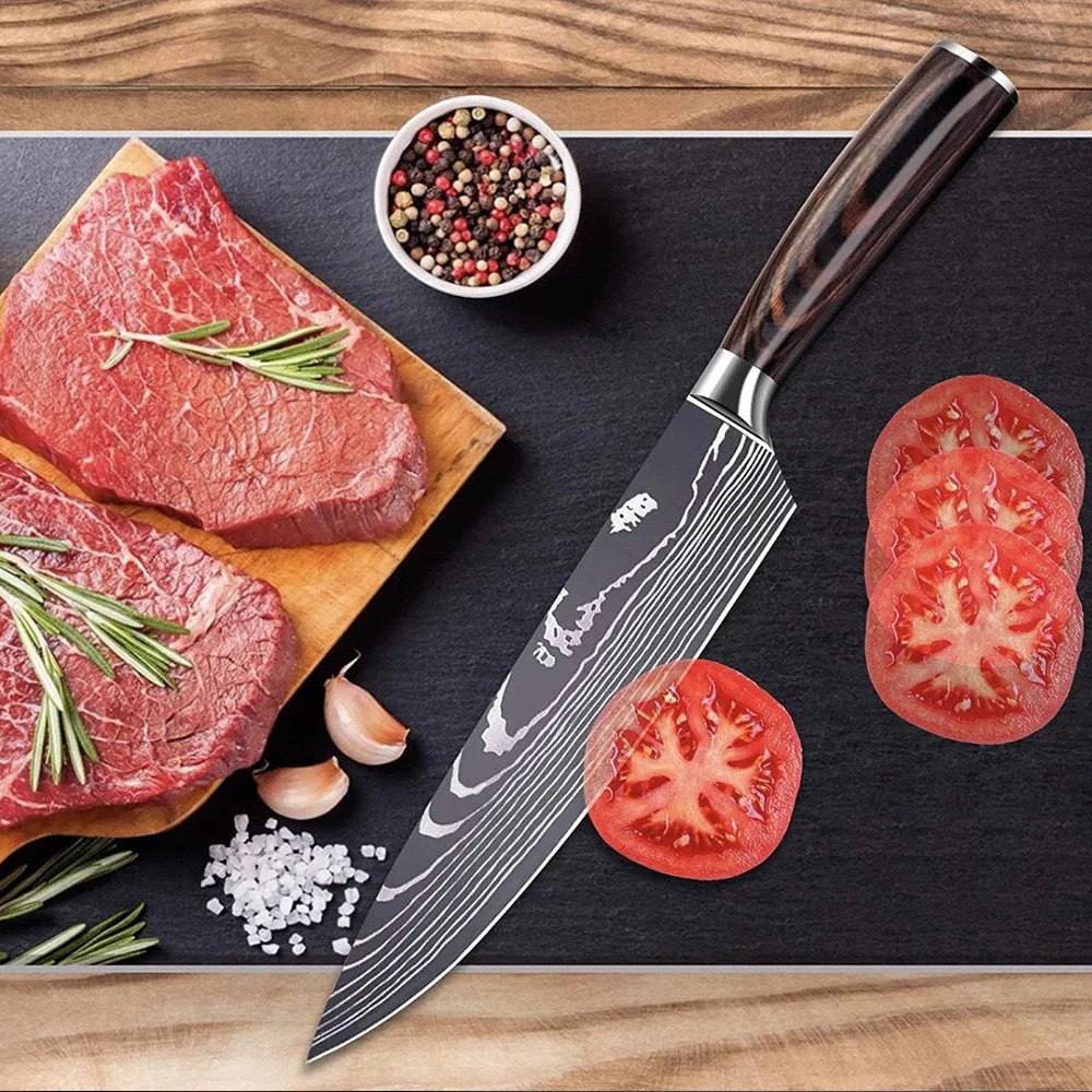 Sharp kitchen knife for cutting meat fish fruits bread butcher Bonin Japanese knife chef cooking knife laser Damascus knife 241225