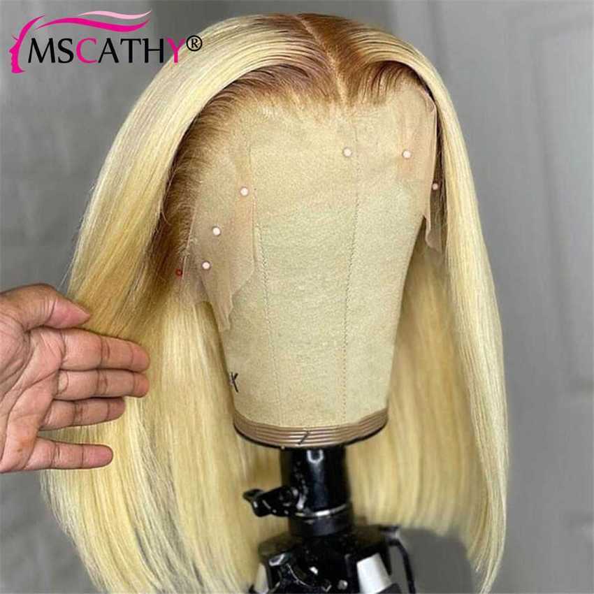 Synthetic Wigs Red 99j Bob Wig 613 Blonde Lace Front Human Hair Purple Grey Green Colored Short Hd Frontal s for Women Prepluck 230227 Hair Wigs