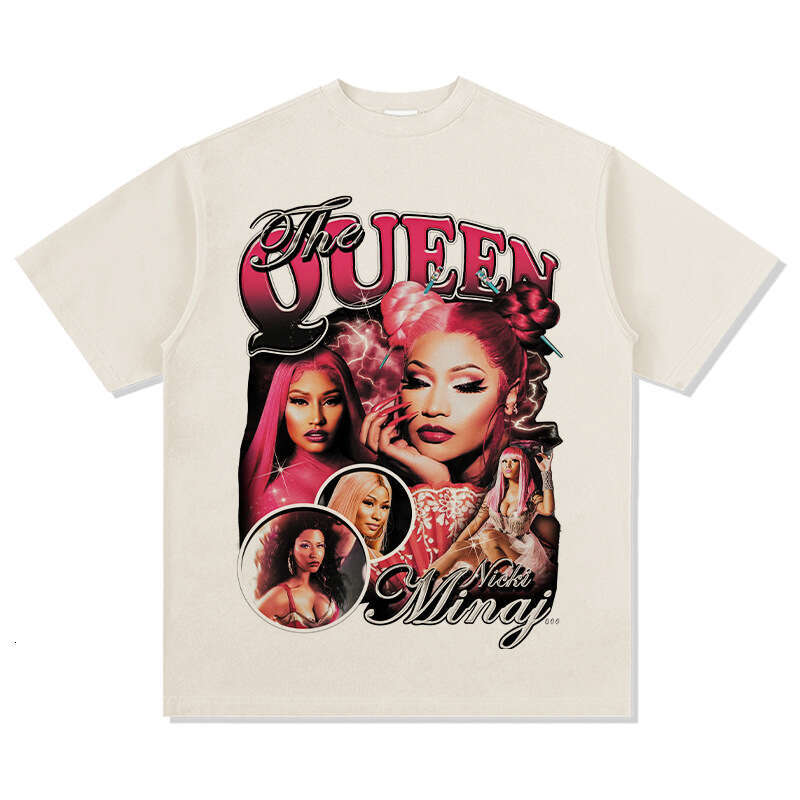 Mina Nicki Min printed American hip-hop street short sleeved T-shirt washed with pure cotton top for men