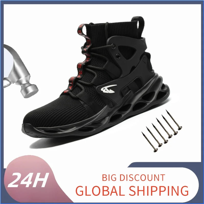 Woman Work Steel Toe Work Shoes Men Anti-puncture Safety Shoes Safety Boots Man Indestructible Shoes High Top Safety Shoes Men 241226