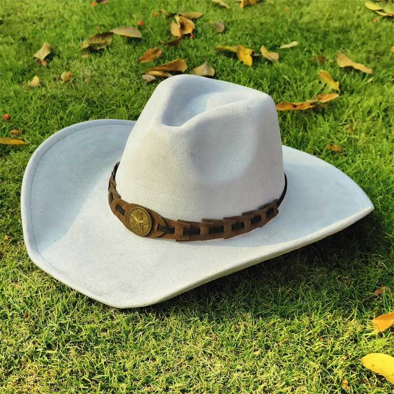 Western style denim hat mens denim hat mens denim hat mens jazz hat cs wide brown fashionable felt Fedora hat wholesale Panama sombrero hombre W241225