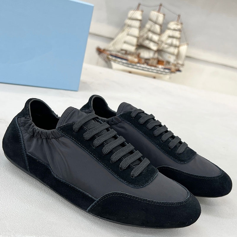 Collapse Re Nylon and suede elasticized sneakers designer casual shoes mens womens sports shoes suede leather upper soft comfortable leather lining lace up sneaker