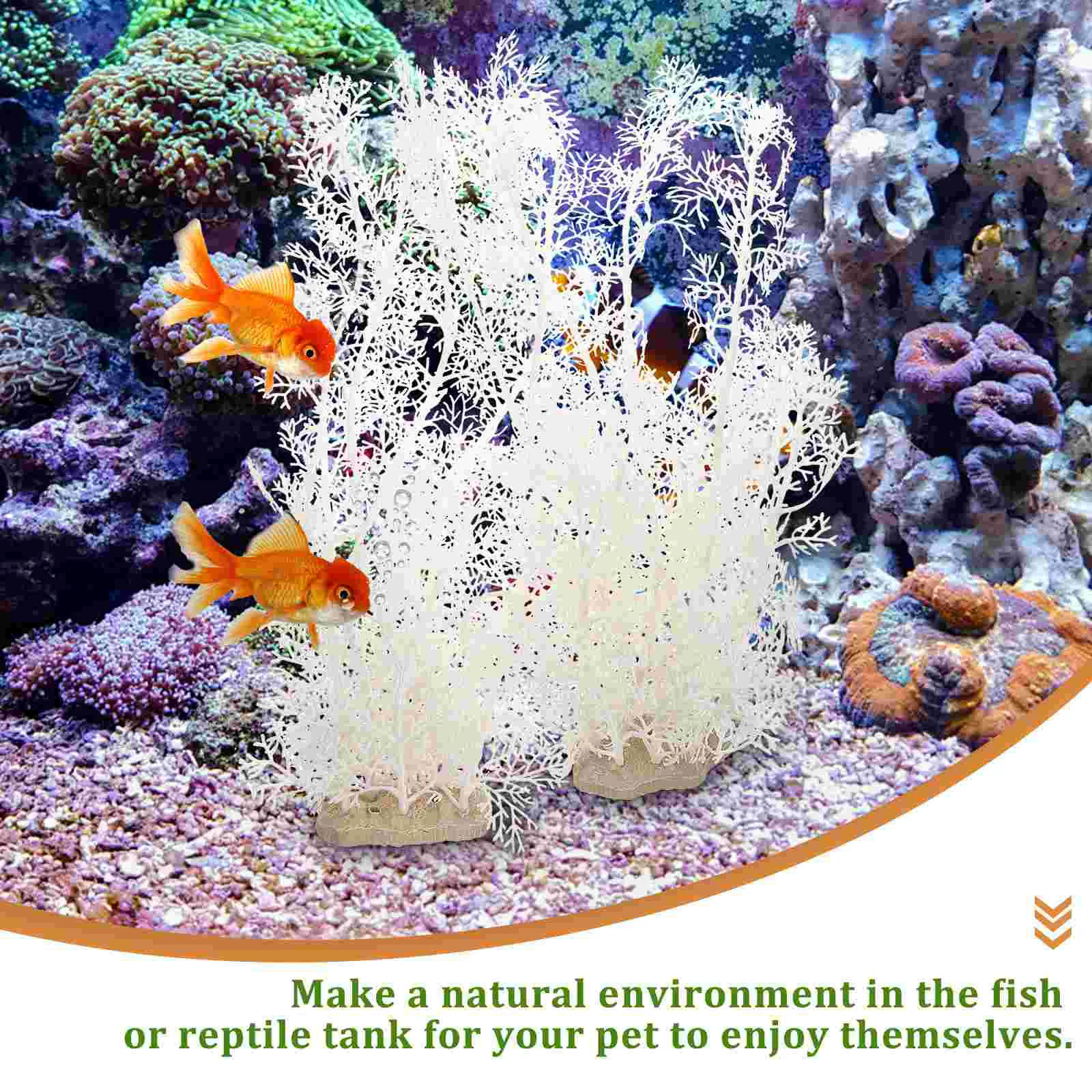2 Pcs Plastic Fish Tank Aquarium Plants Aquatic Silk White Betta Large Decorations 241225