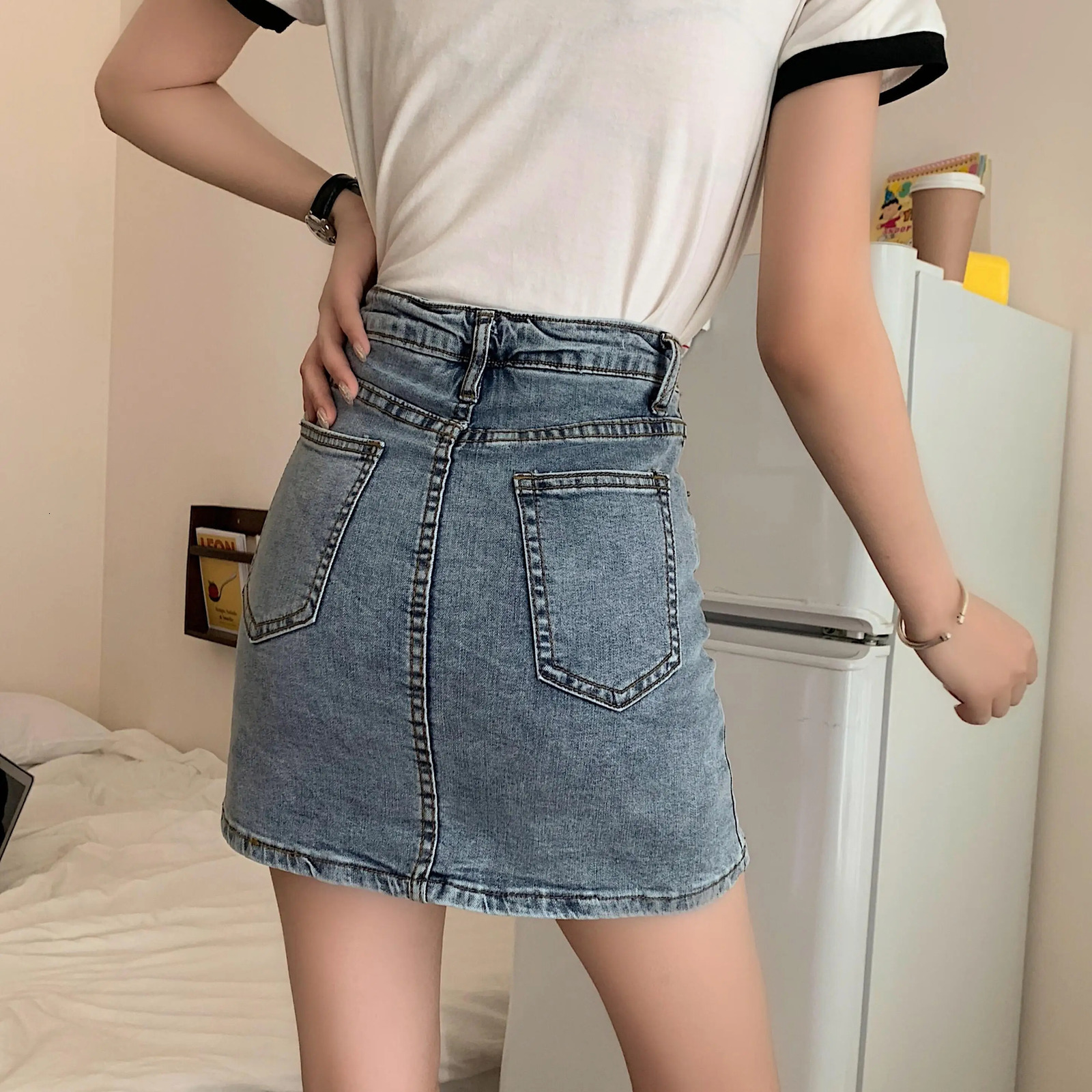 Woman Jeans Pants High Waist Skirt A Line Denim Womens Summer Culottes Pantalones Vaqueros Mujer 241225