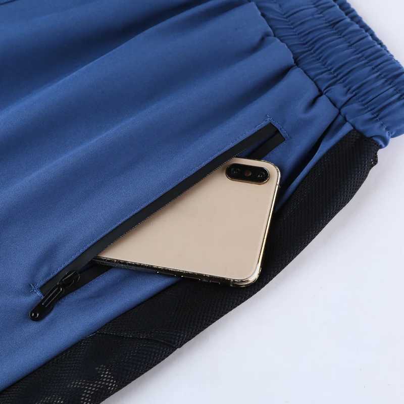 Men Run Shorts Patchwork Training Shorts Zipper Pockets Gym Sports Quick Dry Short Casual 2022 New Summer Fitness ShortsXJ241226