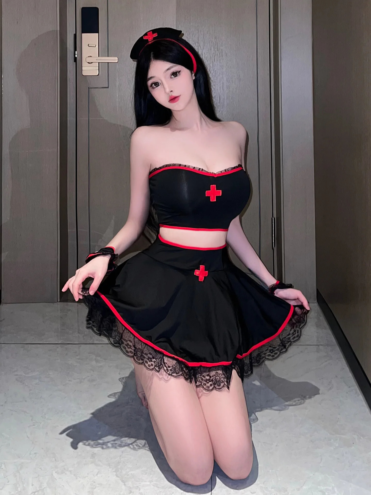 Sexy Nurse Uniform JK Cosplay Seduction Pure Desire Dress Elegant Tank Mini Dress Sweet Sexy Korean Women Tops BEO7 241226