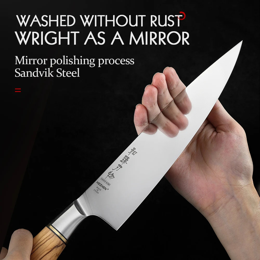 Henan Master Series 8.3-inch Sandvik 14C28N Steel Kitchen Knife with Olive Wood Handle Food Slices Meat and Fish 241225