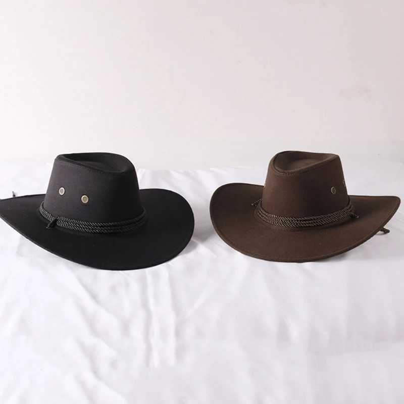 Fashionable Western cowboy hat with wide eaves and solid color potted hat suitable for unisex direct shipping W241225