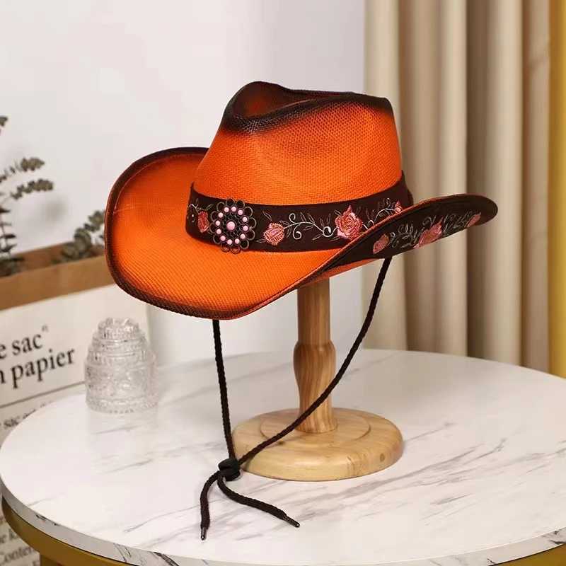 Pink Western Cowboy Hat 2023 New Summer Sunshine Hat Mens and Womens Cowboy Hat Grass Hat W241225