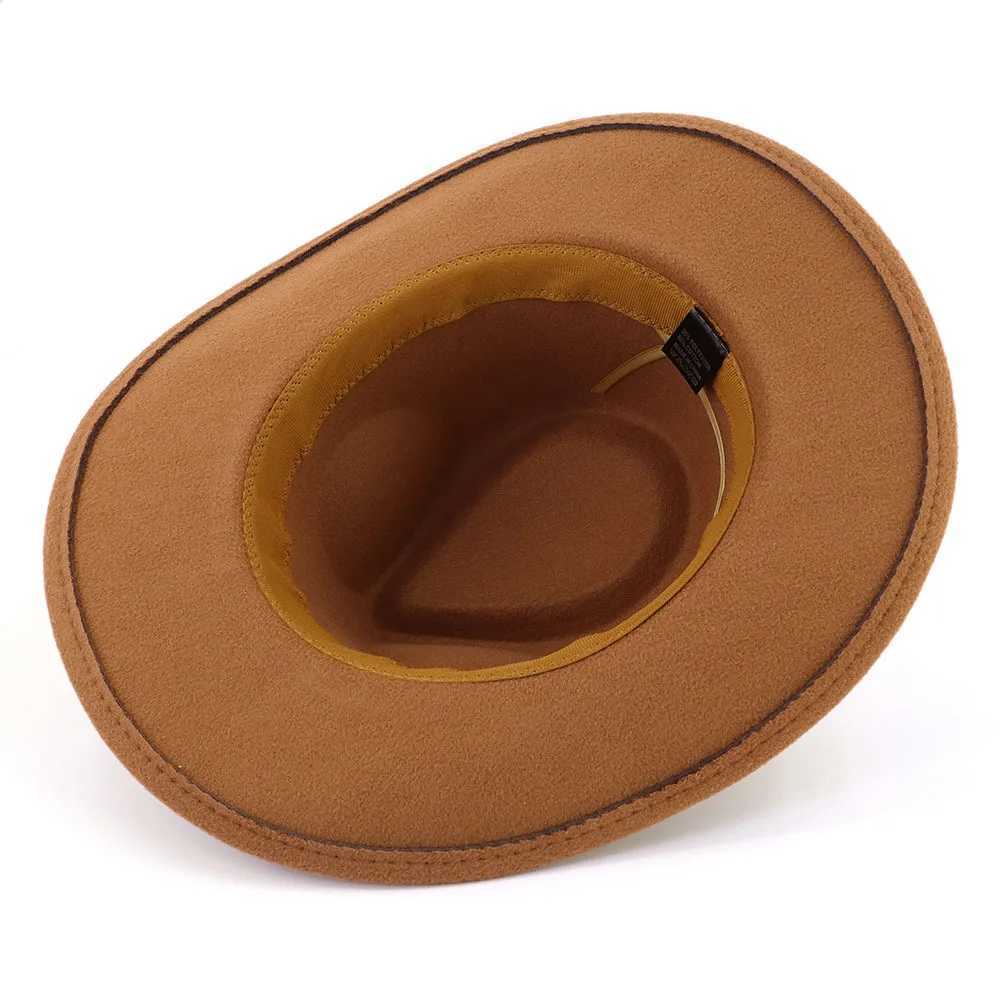 Western Cowboy Band Cowboy Hat European American Men and Women Autumn Peach Heart Top Felt C Panama Outdoor Sunshine Protection Cowboy Hat W241225