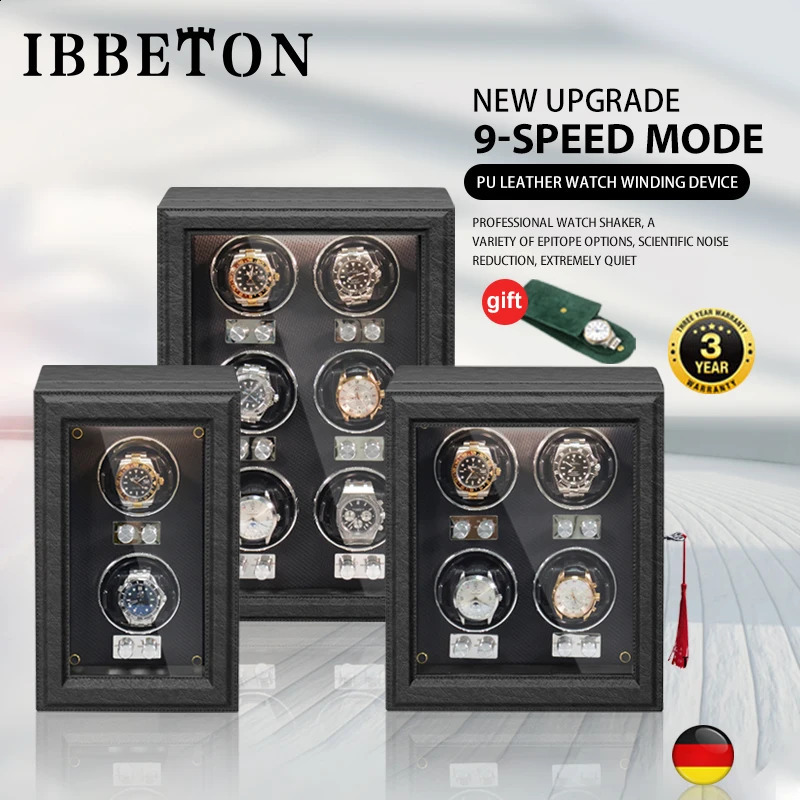 IBBETON Wood Watch Winder High-End 2 4 6 Slots Automatic Watches Box With Mabuchi Mute Motor Watch Cabinet Clock Storage 241226