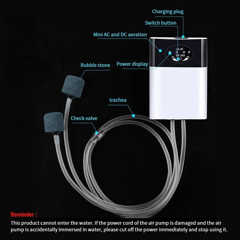 Dual-Purpose Aquarium Oxygen Pump Practical Exhaust USB Charging Portable Ultra Silent Air Compressor for Fish Tank Air Pump 241225