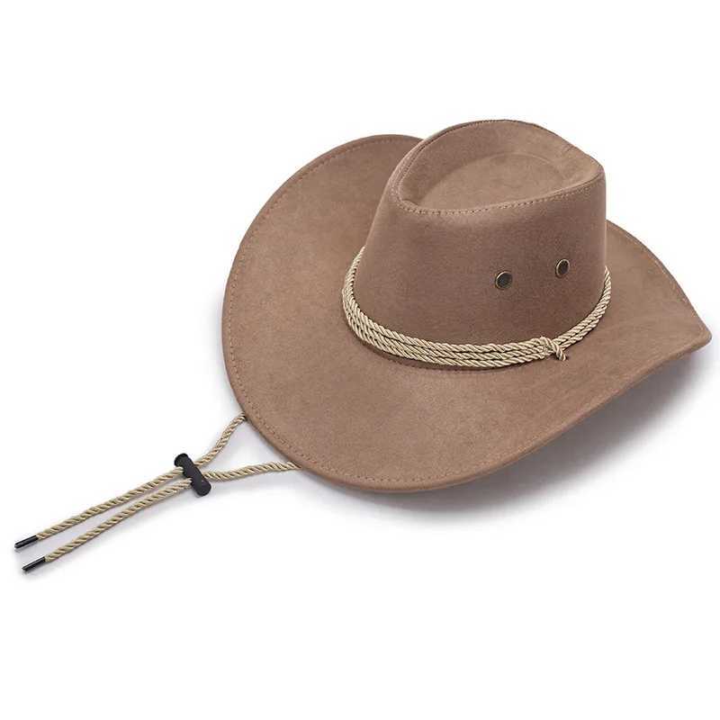 New 2022 Sun Hat Artificial Leather Cowboy Hat Mens and Womens Travel Cs Fashion Western Hat Cheu Cowboy 9 Colors W241225