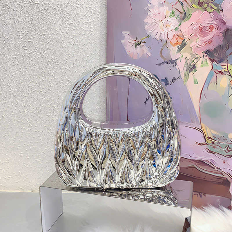 Creative Acrylic Bag Fashionable Pleated Cloud Evening Bags Versatile Light Luxury Personalized Banquet Handbag 241226