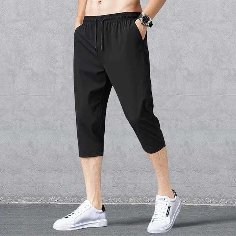 Breathable Sport Running Pants Mens Casual Shorts w/ Pocket Loose Quick Dry Jogger Pant 3/4 Athletic Shorts for SummerXJ241226