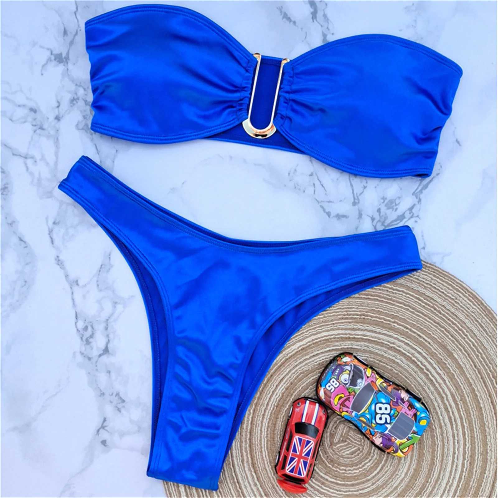 Strapless push up swimsuit womens sexy bikini set 2024 summer fashion mini bikini womens low waist mailboxW241225