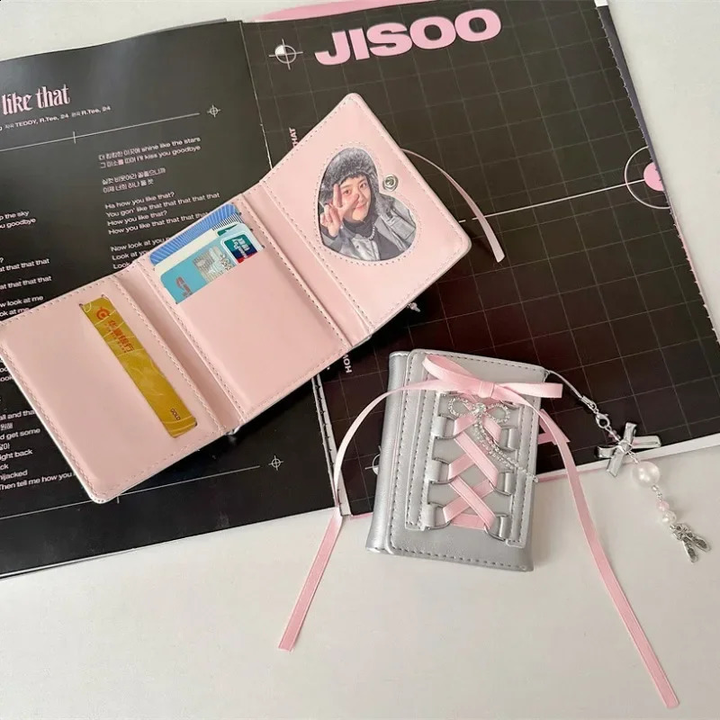 MOBO Silver Sweet Wallets for Women Y2k Strap-on Original Fashion Short Coin Purse Korean Style Casual Cute Wallet 241224