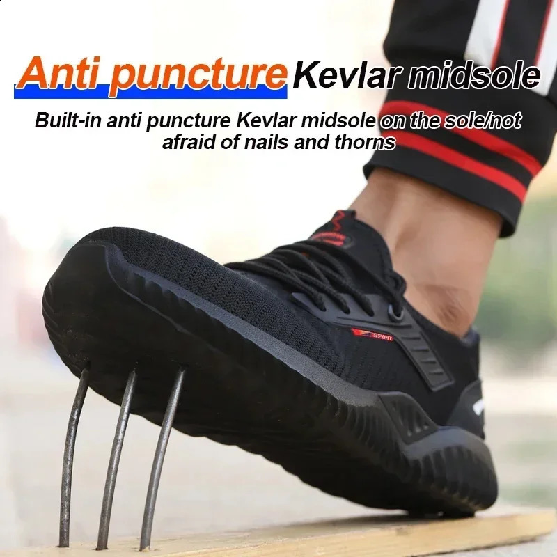 Safety Shoes MENS Steel Anti-crushing MENS Work Shoes Tennis Light Polishing Test Indestructible Shoes Drop 241226