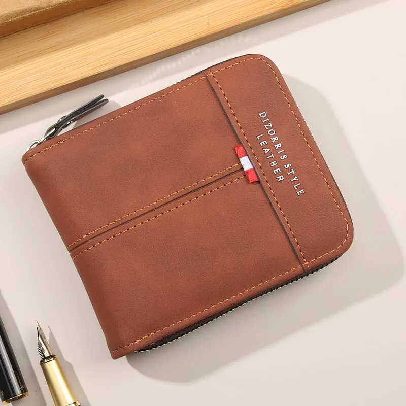 2025 new mens wallet short horiztal zipper three fold zero wallet casual buckle square bagXJ241225