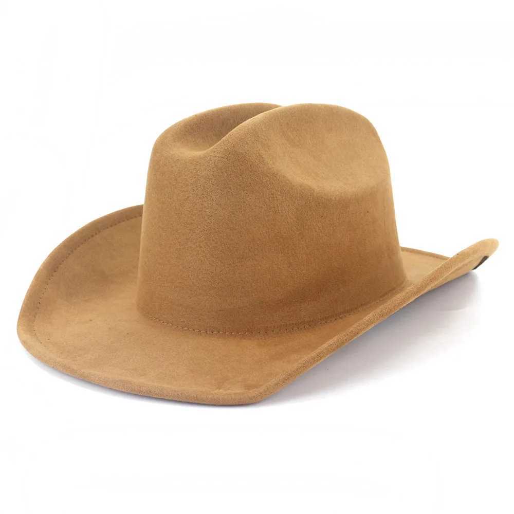 Suede Western Cowboy Hat Mens Retro Mens Jazz Cowboy Hat Panama Sun C Wide Brown Cloche Church Fedora Hat W241225
