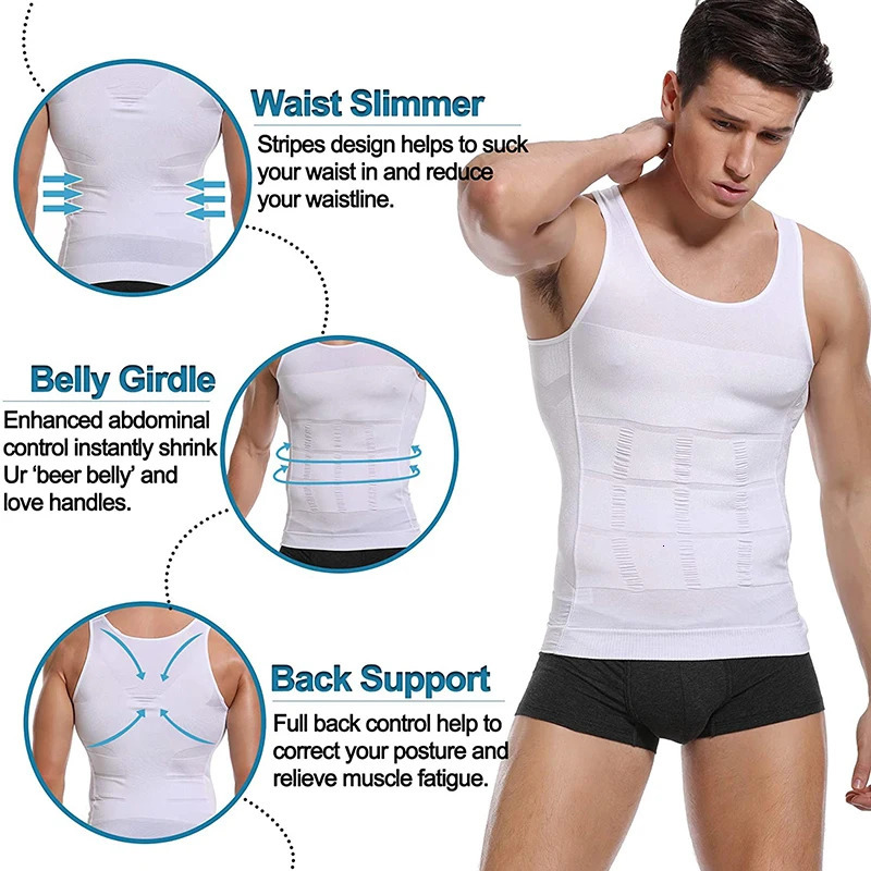 Mens Slimming Body Shaper Vest Shirt Abs Abdomen Slim Gym Workout Tummy Control Compression Tank Top Sleeveless Shapewear 241223