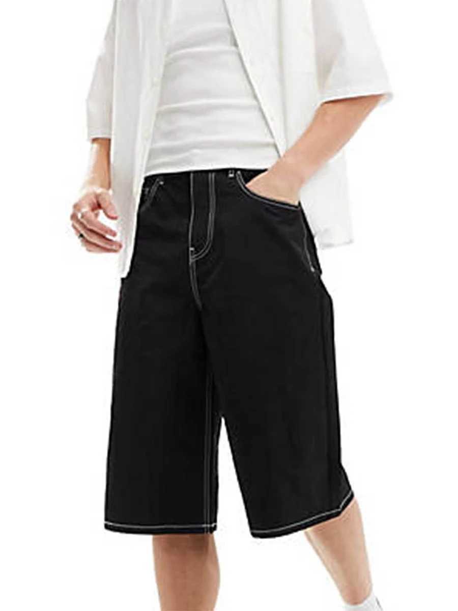 Mens denim shorts with zipper buttons summer casual shorts with pockets mens fashionable shorts streetwear Y2K 00s W241226