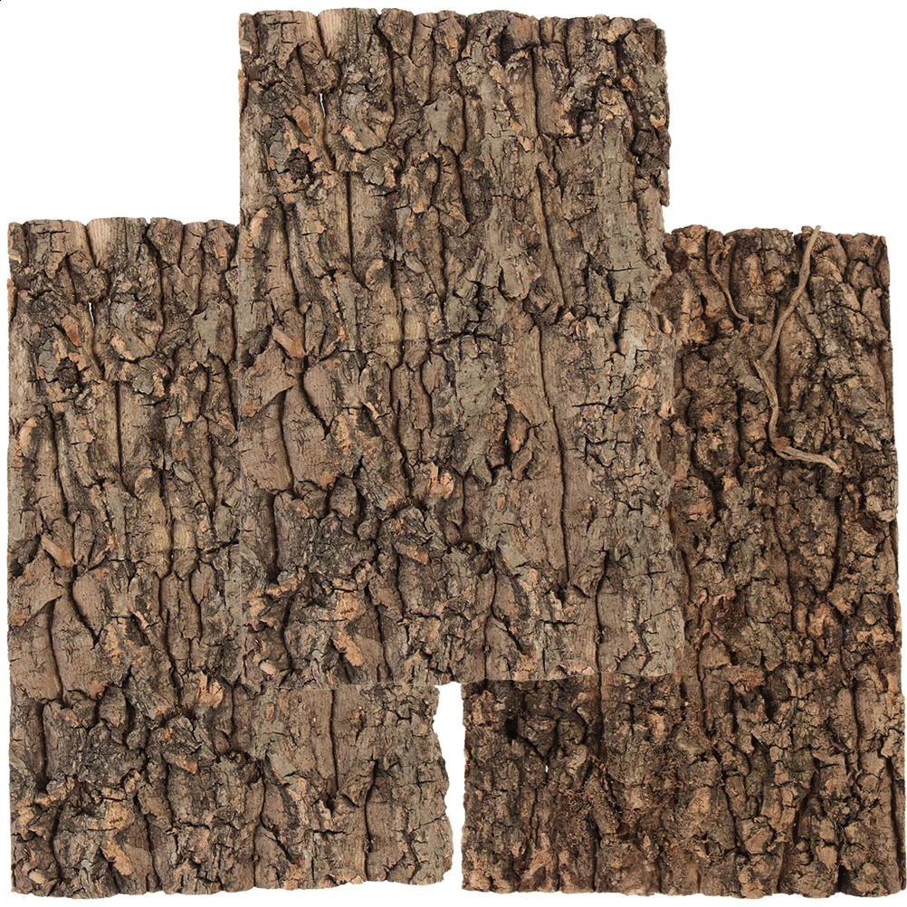 3 Pcs Reptile Bark Backdrop Glass Containers Cork Reptiles Terrarium Background Plants Decor Wood 241225