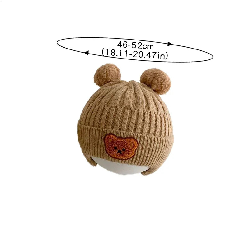Baby wool hat cute bear ear protection children winter thickened warm knitted Korean version of the baby 241225